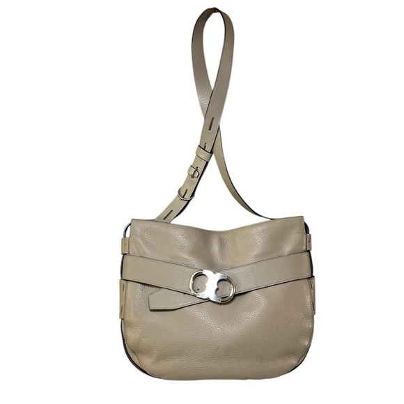 Tory Burch Gemini Link Hobo Crossbody Bag French Gray Pebbled Leather - Picture 16 of 17